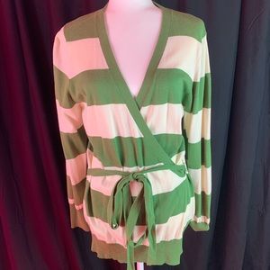 Old Navy green/cream wrap sweater with tags XL
